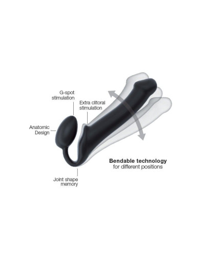 Безремневой страпон Strap-On-Me Black XL, полностью регулируемый, диаметр 4,5см - Фото №4