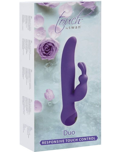 Вибратор-кролик с сенсорным управлением и ротацией Touch by SWAN - Duo Purple, глубокая вибрация - Фото №9