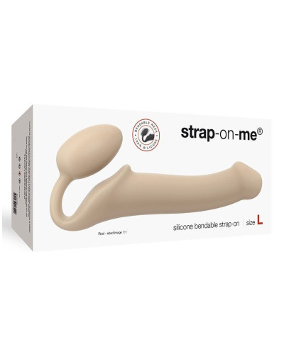 Безремневой страпон Strap-On-Me Flesh L, полностью регулируемый, диаметр 3,7см - Фото №3