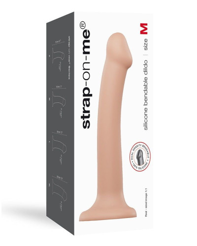 Насадка для страпона Strap-On-Me Dual Density Dildo Flesh M, діаметр 3,3 см, двошарова, гнучкий - Фото №4