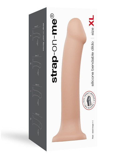Насадка для страпона Strap-On-Me Dual Density Dildo Flesh XL, диаметр 4,5см, двухслойная, гибкая - Фото №4