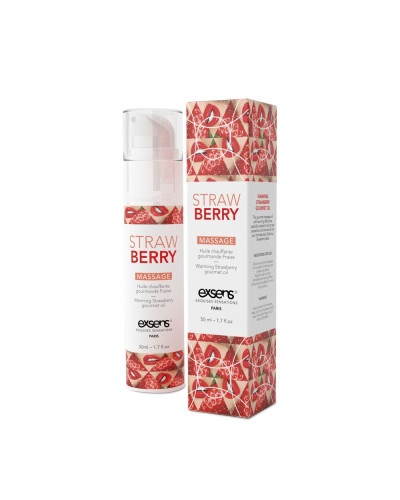 Массажное масло EXSENS Strawberry 50 мл разогревающее, без сахара, без парабенов, съедобное - Фото №1