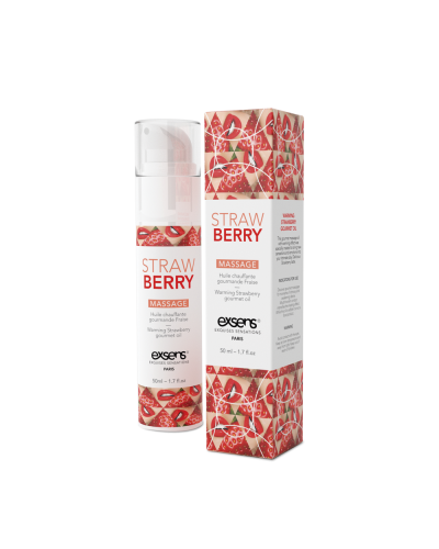 Массажное масло EXSENS Strawberry 50 мл разогревающее, без сахара, без парабенов, съедобное - Фото №1