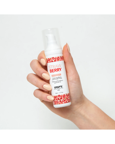 Массажное масло EXSENS Strawberry 50 мл разогревающее, без сахара, без парабенов, съедобное - Фото №4