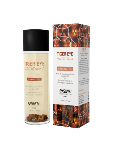 Массажное масло EXSENS Tiger Eye Macadamia (защита с тигровым глазом) 100мл, натуральное - Фото №1