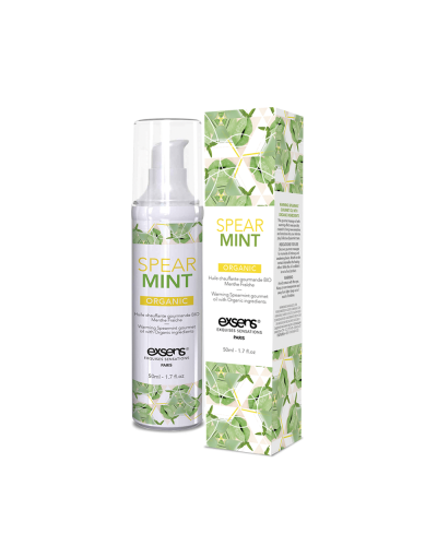 Массажное масло EXSENS Organic Spear Mint 50мл разогревающее, без сахара, без парабенов, съедобное - Фото №1