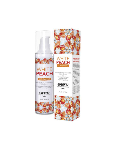 Массажное масло EXSENS Organic White Peach 50 мл разогревающее, без сахара, без парабенов, съедобное - Фото №1