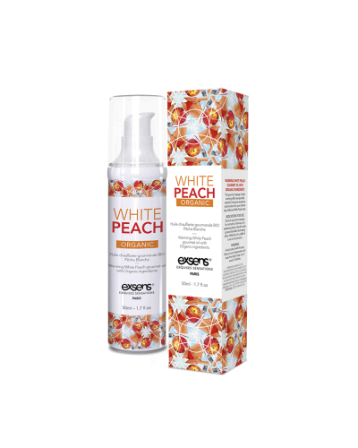 Массажное масло EXSENS Organic White Peach 50 мл разогревающее, без сахара, без парабенов, съедобное - Фото №1