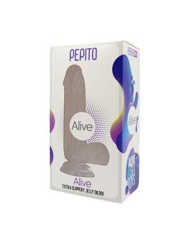 Прозрачный фаллоимитатор Alive Jelly Dildo Pepito, ТПЕ, присоска, диаметр 3,5см, длина 15,5см - Фото №2