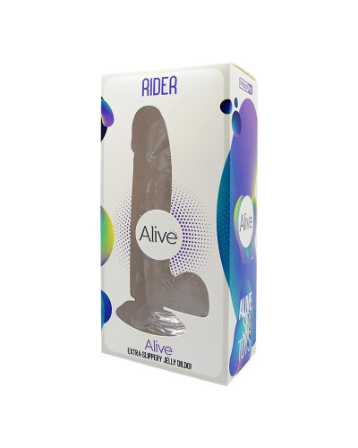 Прозорий фалоімітатор Alive Jelly Dildo Rider, ТПЕ, присоска, діаметр 4 см, довжина 20 см - Фото №2