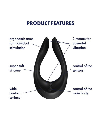 Вибратор для пар Satisfyer Endless Joy Black, 3 независимых мотора, многофункциональный - Фото №3