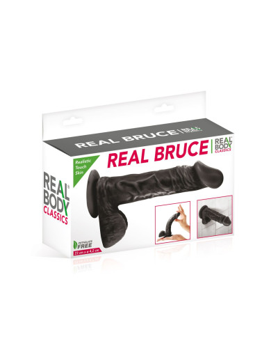 Фалоімітатор на присосці Real Body — Real Bruce Black, TPE, діаметр 4,2 см - Фото №2