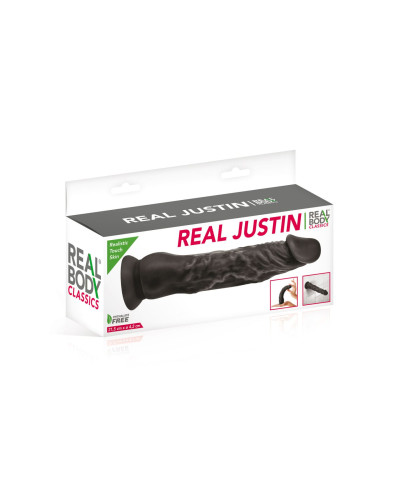 Фалоімітатор із присоскою Real Body — Real Justin Black, TPE, діаметр 4,2 см - Фото №2