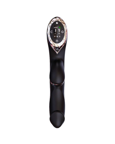 Вакуумний вібратор-кролик з підігрівом KISTOY A-King Pro Black, з LED-екраном - Фото №3