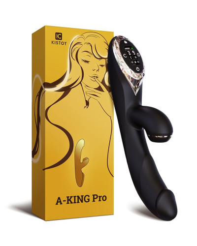 Вакуумний вібратор-кролик з підігрівом KISTOY A-King Pro Black, з LED-екраном - Фото №4