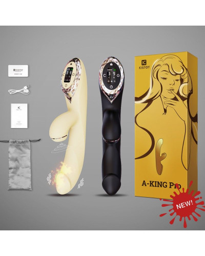Вакуумний вібратор-кролик з підігрівом KISTOY A-King Pro Black, з LED-екраном - Фото №5