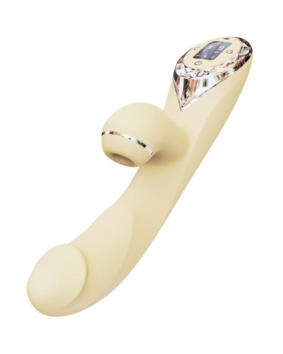 Вакуумный вибратор-кролик с подогревом KISSTOY A-King Pro Yellow, с LED-экраном - Фото №1
