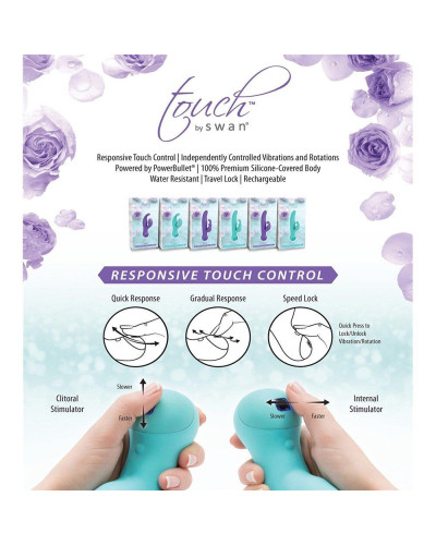 Вібратор-кролик з сенсорним управлінням Touch by SWAN - Solo Purple, глибока вібрація, для точки G - Фото №8