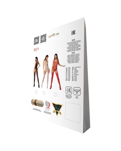 Ажурный бодистокинг с имитацией чулок Passion BS074 red - Фото №6