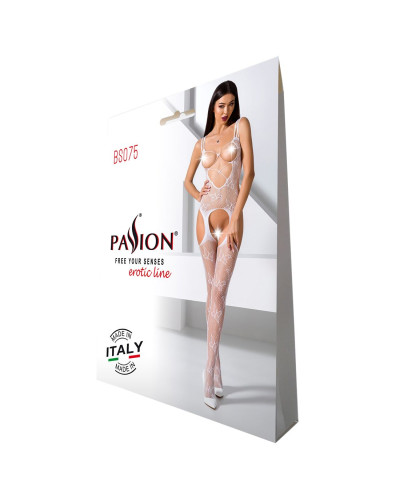 Відвертий бодістокінг з глибоким декольте Passion BS075 white - Фото №5