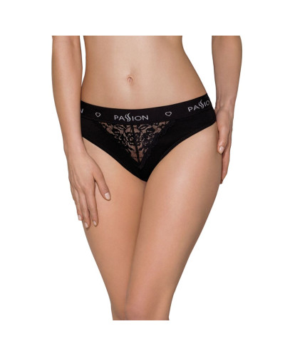 Трусики з широкою гумкою і мереживом Passion PS001 PANTIES M, black - Фото №1