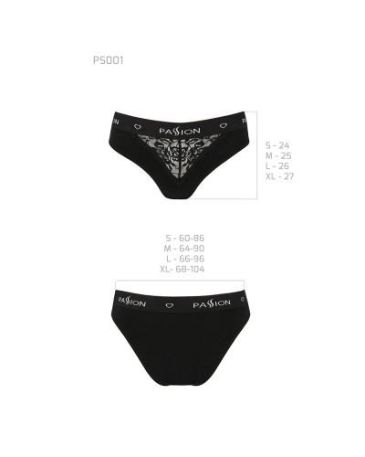 Трусики з широкою гумкою і мереживом Passion PS001 PANTIES XL, black - Фото №6