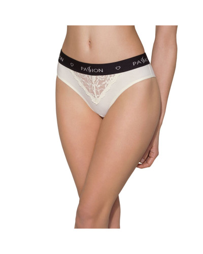 Трусики з широкою гумкою і мереживом Passion PS001 PANTIES S, ecru - Фото №1