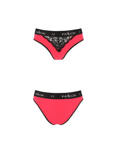 Трусики с широкой резинкой и кружевом Passion PS001 PANTIES L, red-black - Фото №4
