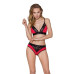 Трусики с широкой резинкой и кружевом Passion PS001 PANTIES M, red-black - Фото №2