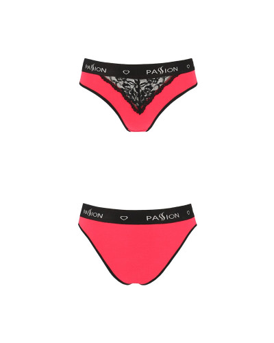 Трусики с широкой резинкой и кружевом Passion PS001 PANTIES M, red-black - Фото №4