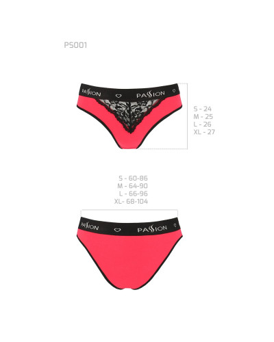 Трусики с широкой резинкой и кружевом Passion PS001 PANTIES M, red-black - Фото №5