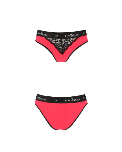 Трусики з широкою гумкою і мереживом Passion PS001 PANTIES S, red-black - Фото №4