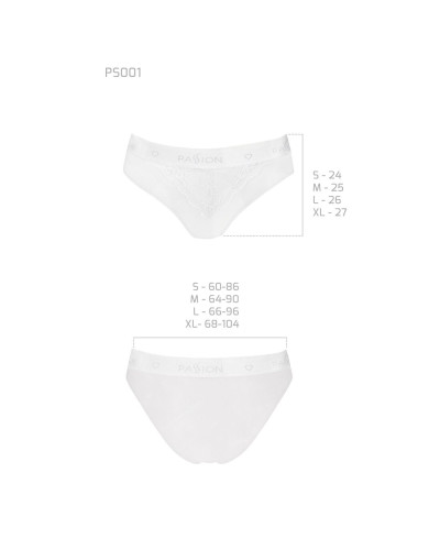 Трусики з широкою гумкою і мереживом Passion PS001 PANTIES XL, white - Фото №5