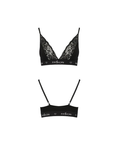 Еластичний топ з мереживом Passion PS001 TOP L, black - Фото №5