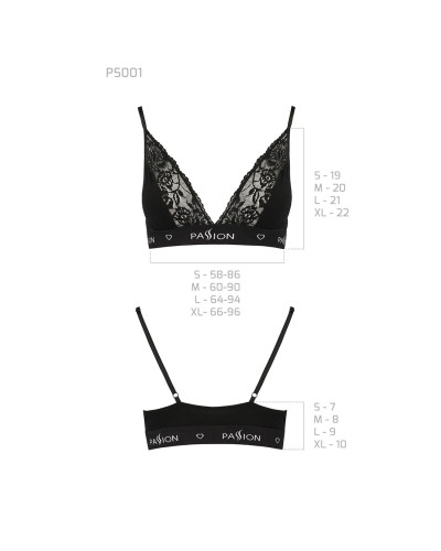 Еластичний топ з мереживом Passion PS001 TOP L, black - Фото №6