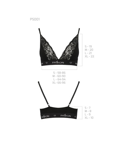 Еластичний топ з мереживом Passion PS001 TOP M, black - Фото №6