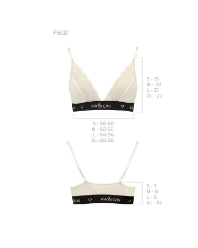 Еластичний топ з мереживом Passion PS001 TOP M, ecru - Фото №5