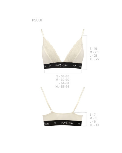 Еластичний топ з мереживом Passion PS001 TOP S, ecru - Фото №5