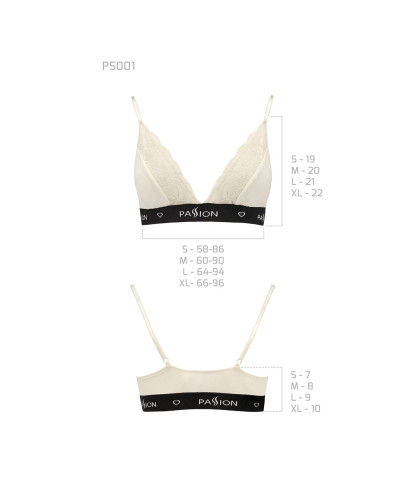 Еластичний топ з мереживом Passion PS001 TOP XL, ecru - Фото №5
