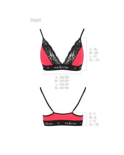 Еластичний топ з мереживом Passion PS001 TOP L, red-black - Фото №5