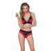 Еластичний топ з мереживом Passion PS001 TOP M, red-black - Фото №2