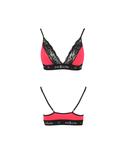 Еластичний топ з мереживом Passion PS001 TOP M, red-black - Фото №4
