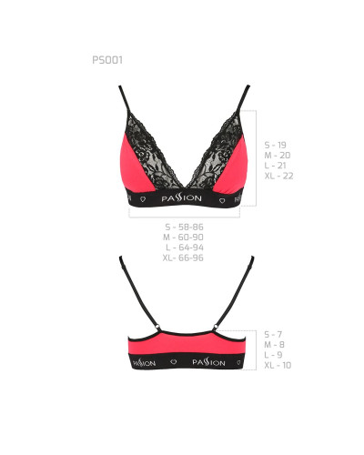 Еластичний топ з мереживом Passion PS001 TOP M, red-black - Фото №5