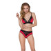 Еластичний топ з мереживом Passion PS001 TOP S, red-black - Фото №2