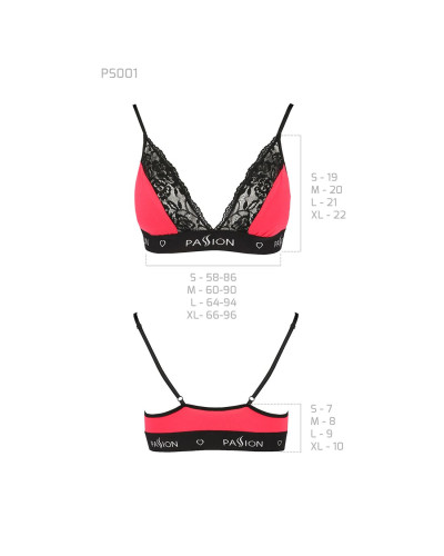 Еластичний топ з мереживом Passion PS001 TOP S, red-black - Фото №5