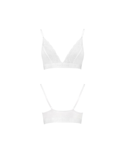 Еластичний топ з мереживом Passion PS001 TOP XL, white - Фото №4