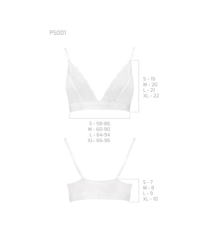 Еластичний топ з мереживом Passion PS001 TOP XL, white - Фото №5