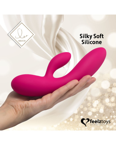 Гнучкий вібратор кролик з двома моторами FeelzToys Lea Rabbit Vibrator Rubine Red - Фото №4