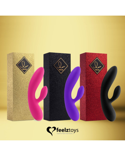 Гнучкий вібратор кролик з двома моторами FeelzToys Lea Rabbit Vibrator Rubine Red - Фото №7