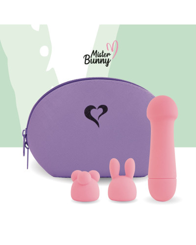 Мини-вибратор FeelzToys Mister Bunny Pink с двумя насадками - Фото №4